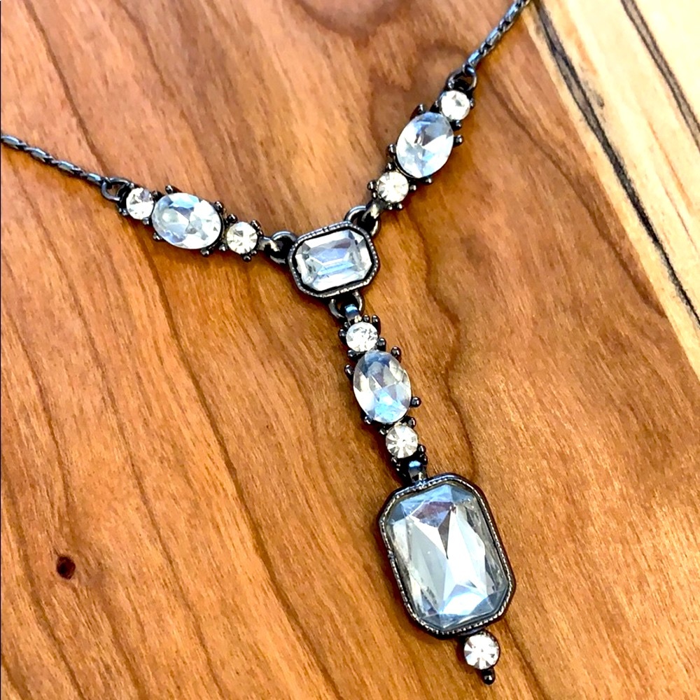 Banana Republic Gunmetal Teardrop Necklace